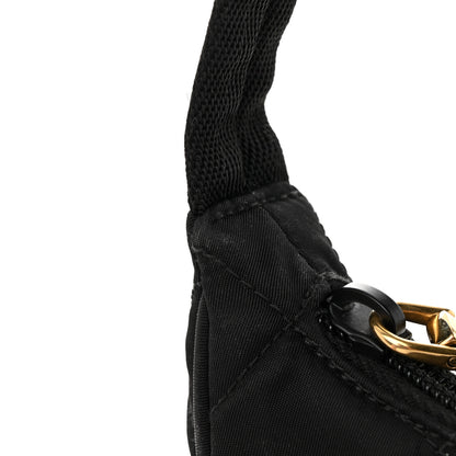 Prada Tessuto Nylon Stitched Shoulder Bag Black 12 of 13