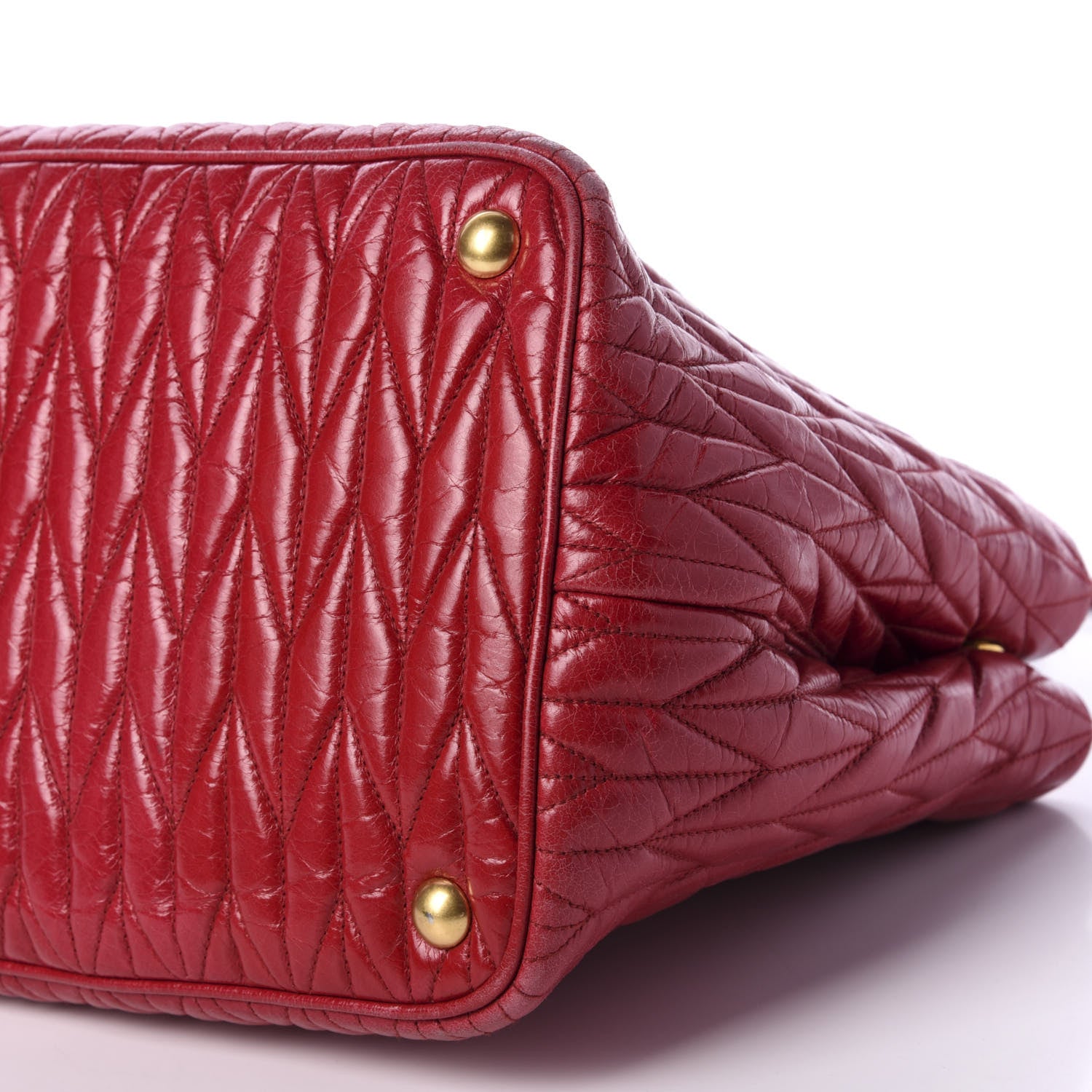 Miu Miu Nappa Matelasse Bow Tote Fuoco 7 of 9