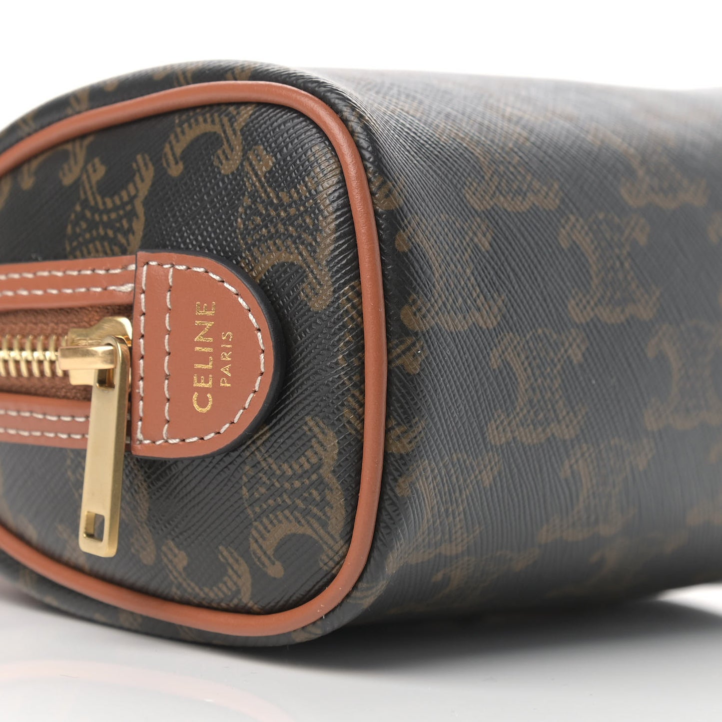 Triomphe Canvas Calfskin Mini Boston Bag Tan