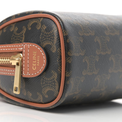 Celine Triomphe Canvas Calfskin Mini Boston Bag Tan 9 of 10