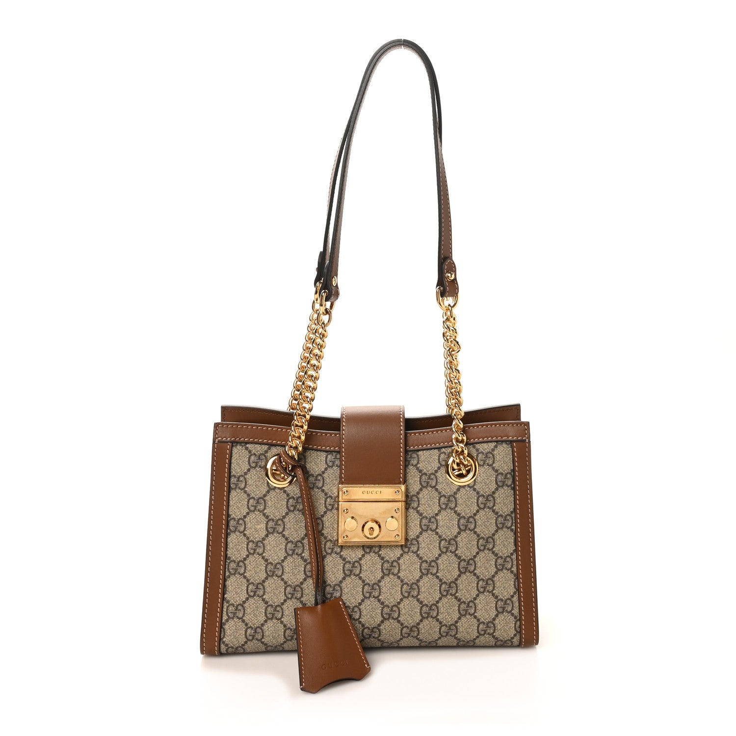 Gucci GG Supreme Monogram Calfskin Small Padlock Tote Beige Ebony Tuscany 1 of 10