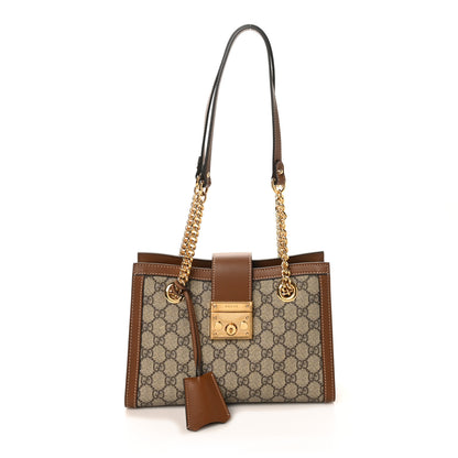 Gucci GG Supreme Monogram Calfskin Small Padlock Tote Beige Ebony Tuscany 1 of 10