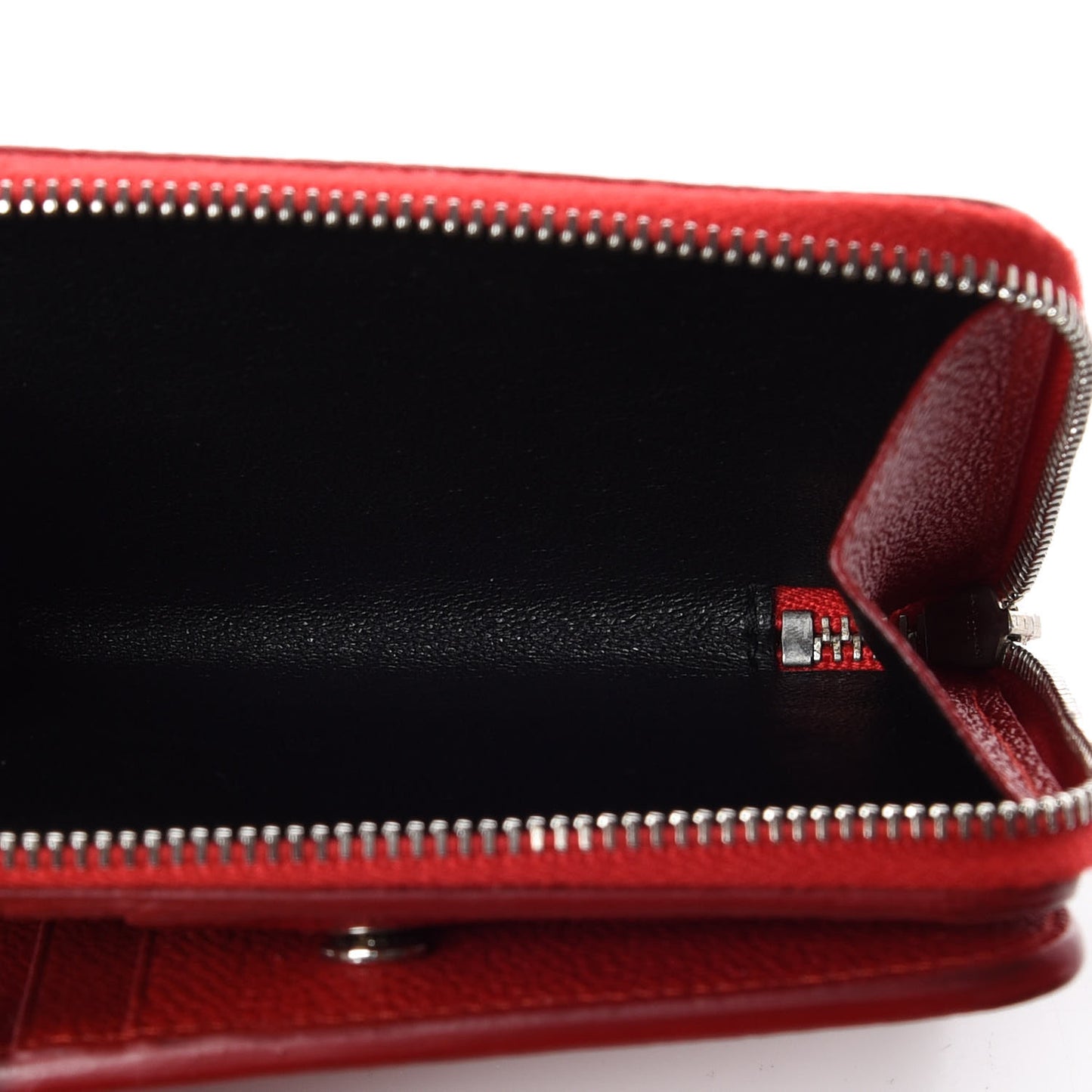 Grained Calfskin Rive Gauche Compact Zip Around Wallet Red