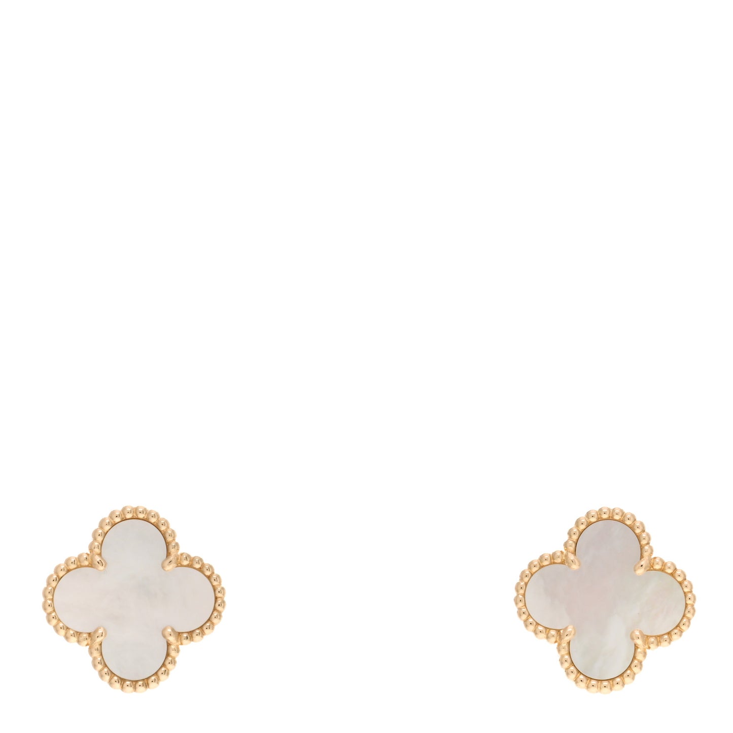 VAN CLEEF & ARPELS 18K Yellow Gold Mother of Pearl Vintage Alhambra Earrings