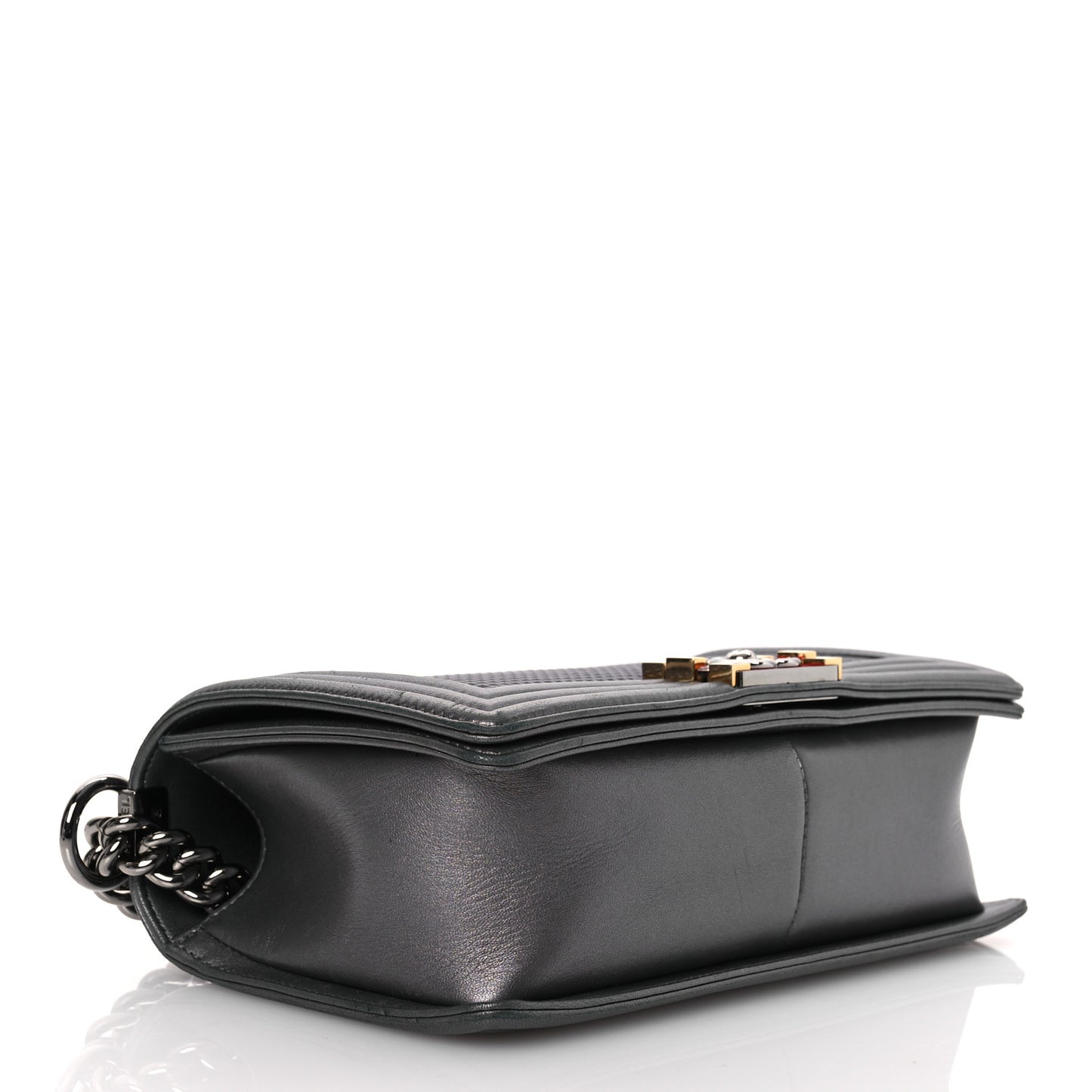 Lambskin Embossed Medium Boy Cube Flap Grey