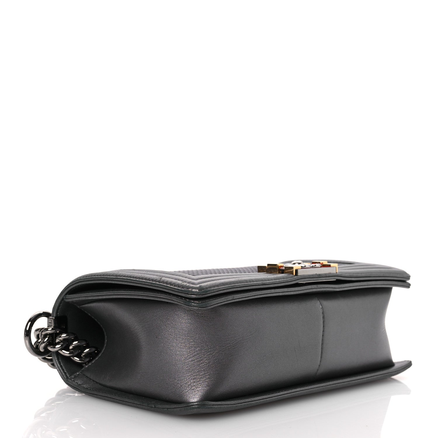 Chanel Lambskin Embossed Medium Boy Cube Flap Grey 4 of 16