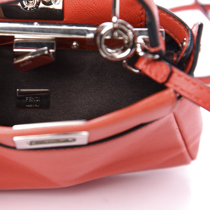 Fendi Shiny Nappa Micro Peekaboo Iconic Satchel Rosso Pimento 10 of 13