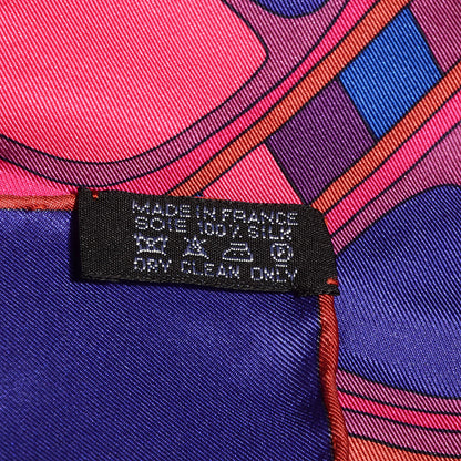 Hermes Silk Twill Giant Plume Folklore d'Henri d'Origny Scarf 140 7 of 7