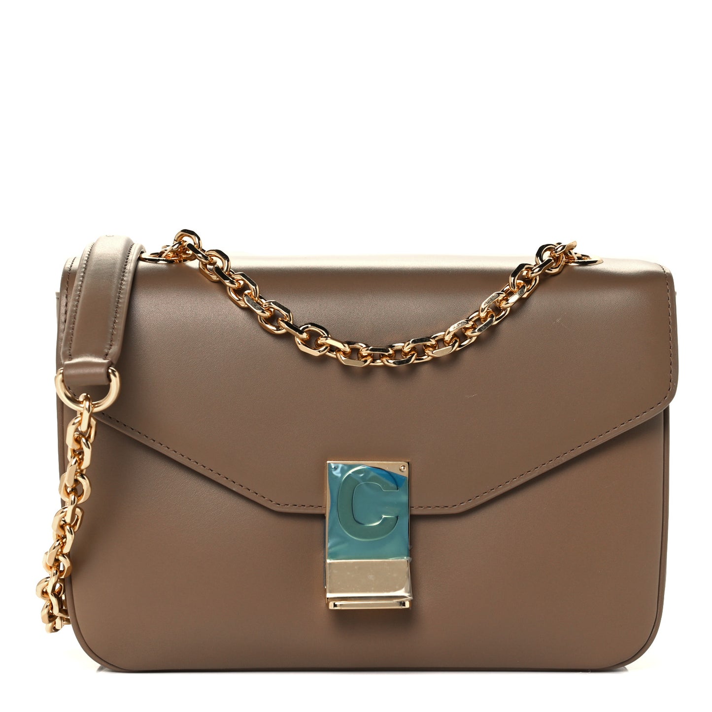 Shiny Calfskin Medium C Bag Camel