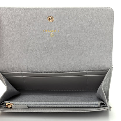 Chanel Caviar Quilted Boy Flap Wallet Light Grey 6 of 9