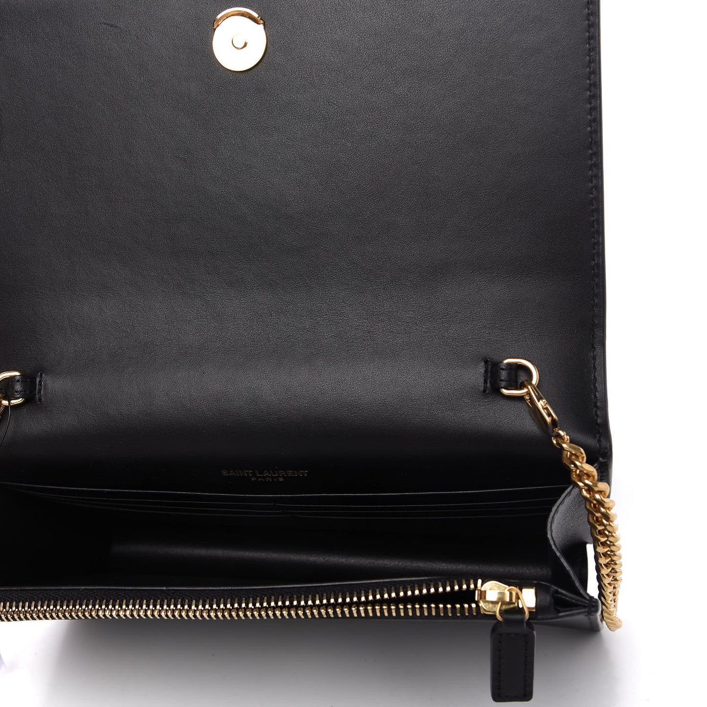 Smooth Calfskin Classic Monogram Kate Tassel Chain Wallet Black