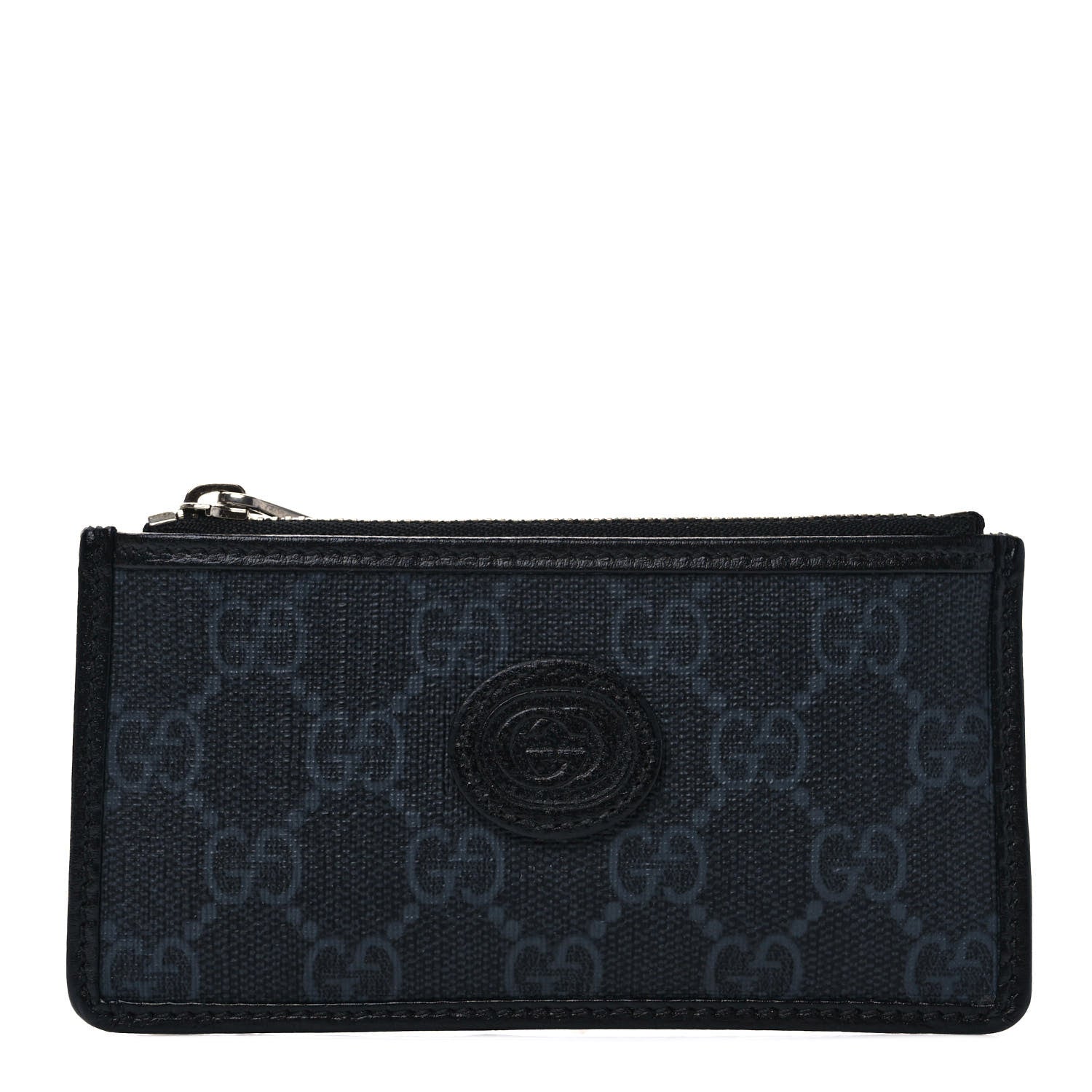 Gucci GG Supreme Monogram Azalea Calfskin Retro Interlocking G Coin Case Card Holder Black 1 of 7