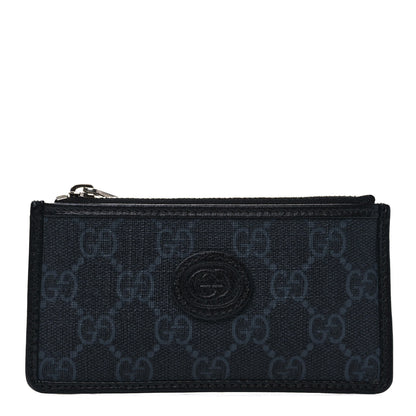 Gucci GG Supreme Monogram Azalea Calfskin Retro Interlocking G Coin Case Card Holder Black 1 of 7
