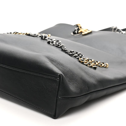 Chanel Calfskin Chain 20s Signature Tote Black 10 of 10