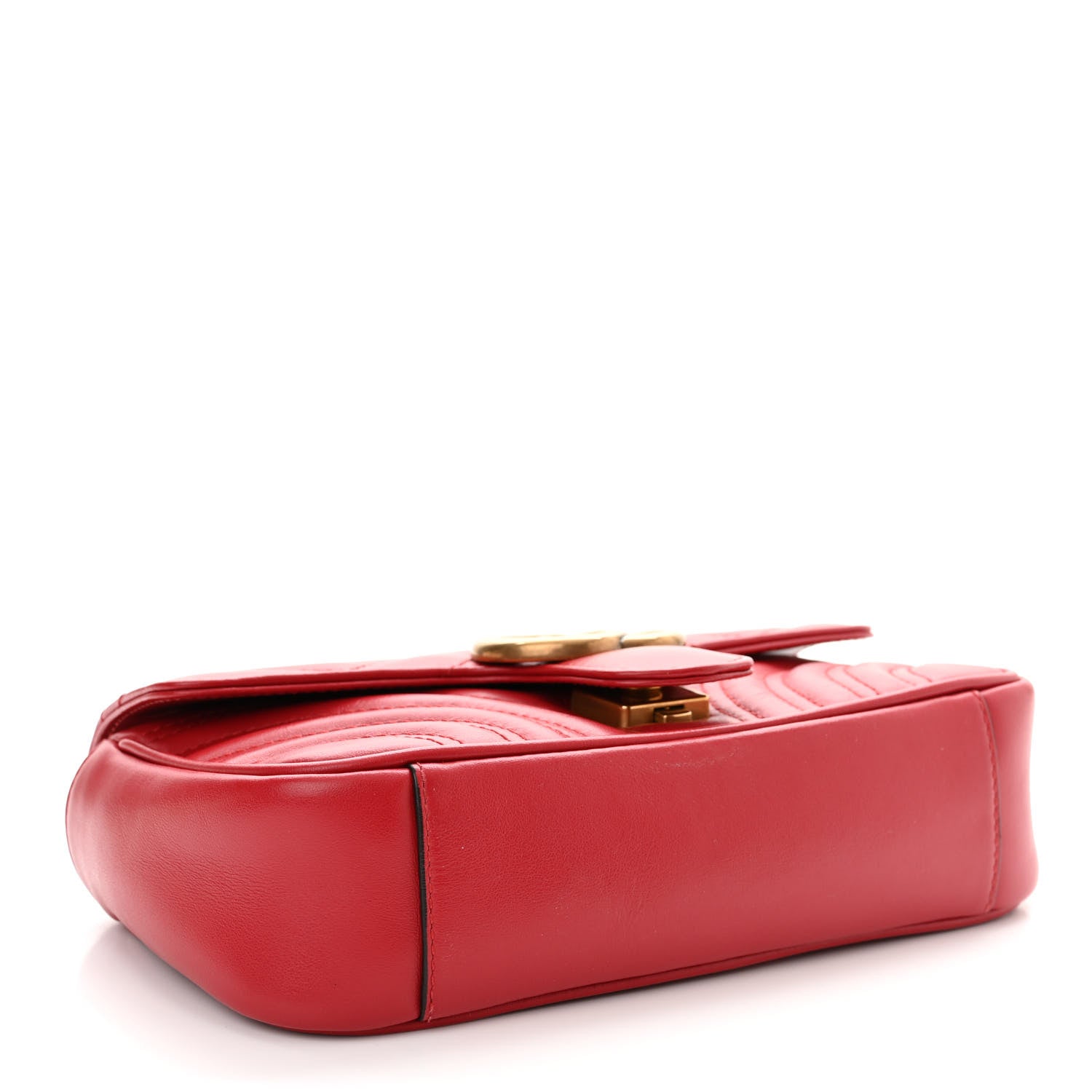 Gucci Calfskin Matelasse Mini GG Marmont Shoulder Bag Hibiscus Red 4 of 14