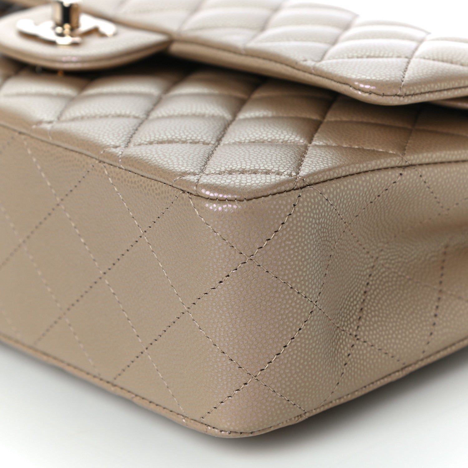 Chanel Iridescent Caviar Quilted Medium Double Flap Dark Beige 9 of 10