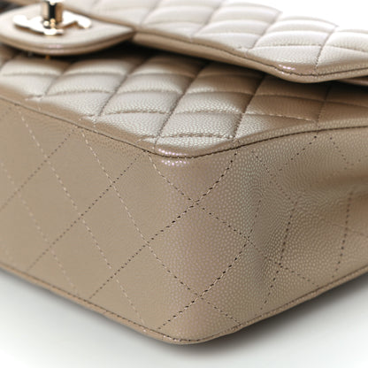 Chanel Iridescent Caviar Quilted Medium Double Flap Dark Beige 9 of 10