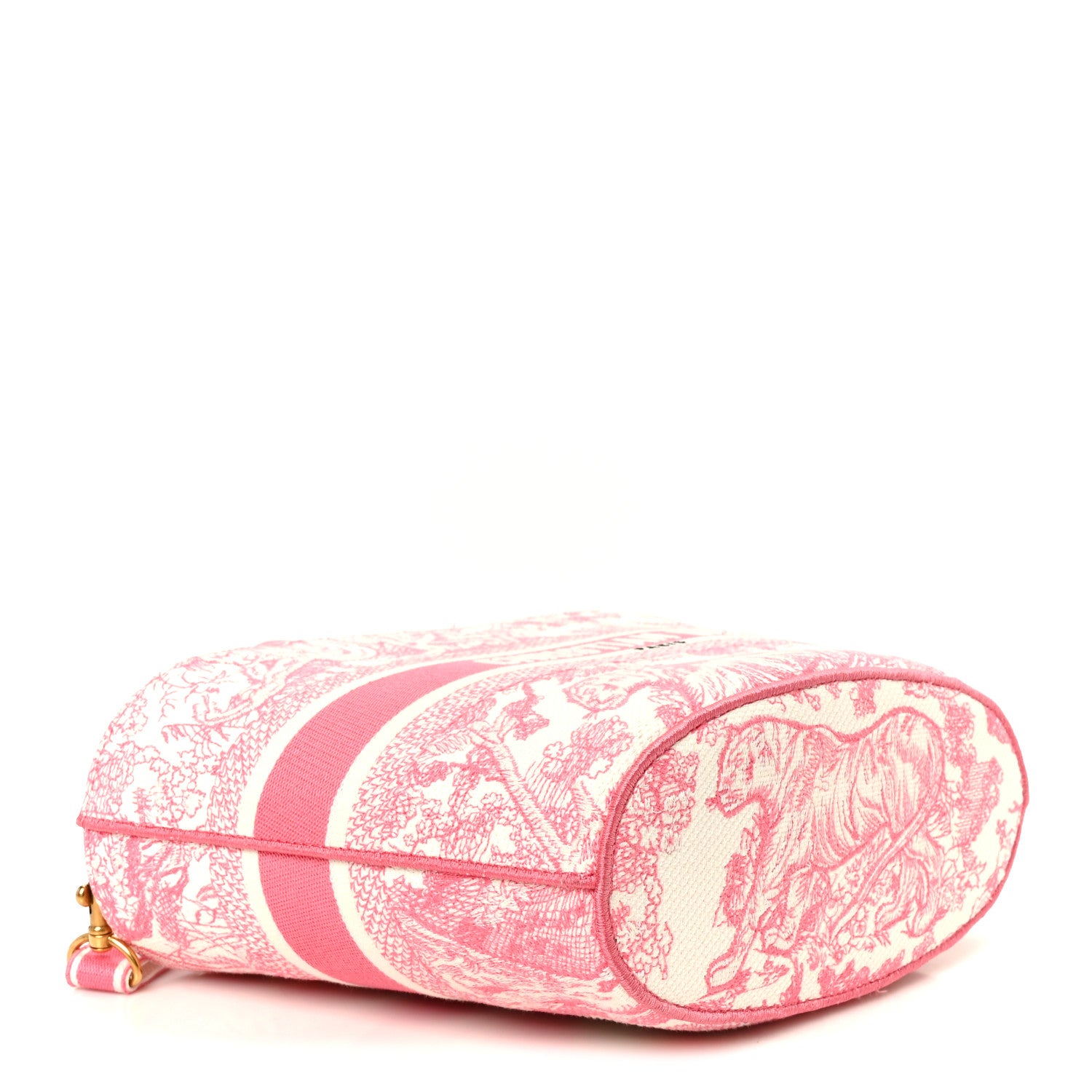 Christian Dior Canvas Embroidered Dioriviera Toile De Jouy Panier Chapeau Tote Peony Pink 5 of 14
