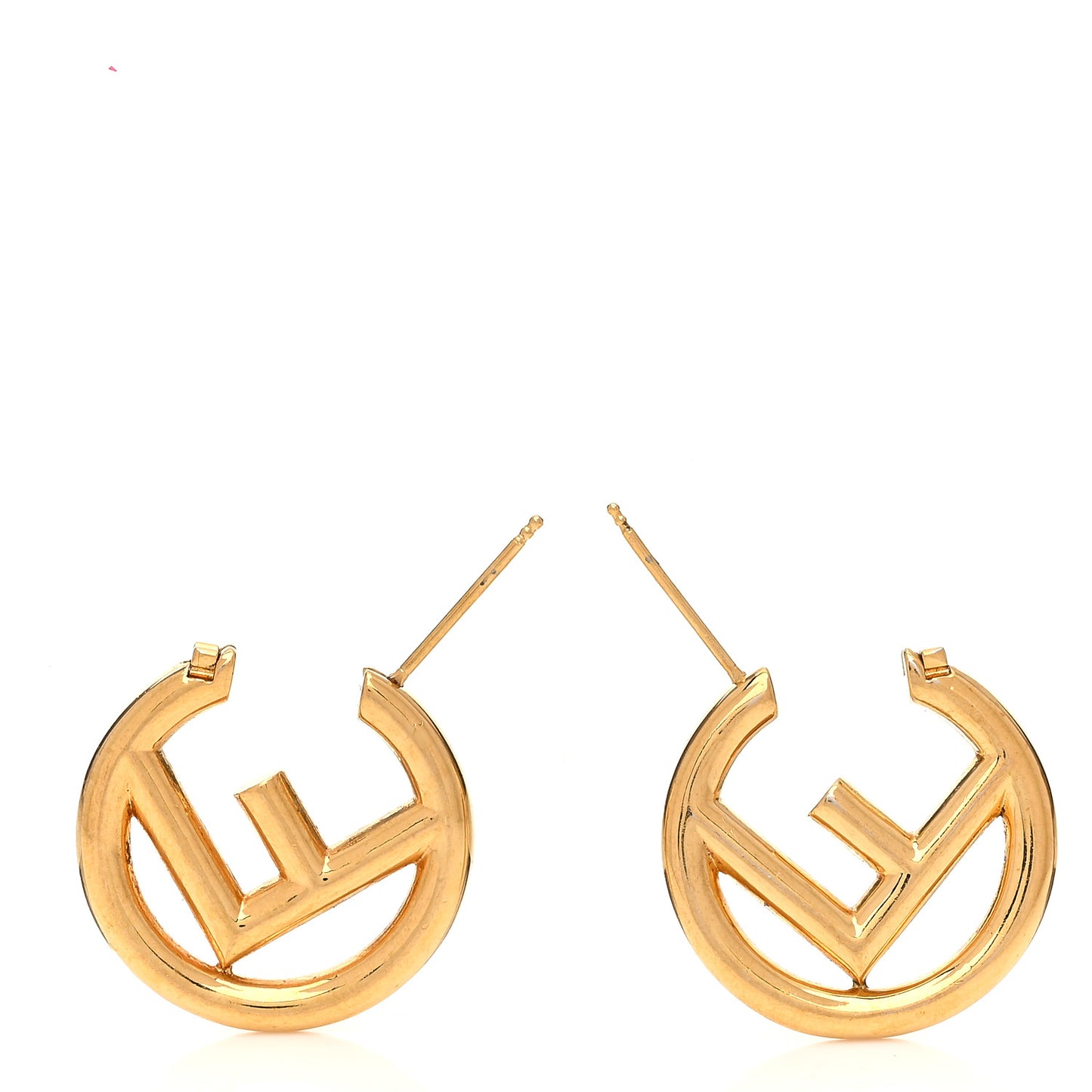 Metal FF Hoop Earrings Gold