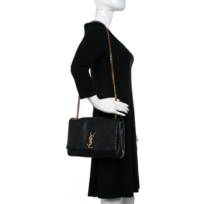 Saint Laurent Smooth Calfskin Suede Medium Reversible Monogram Kate Satchel Black 2 of 15