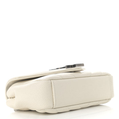 Saint Laurent Grained Calfskin Matelasse Chevron Monogram Classic Baby Chain Bag White 4 of 11