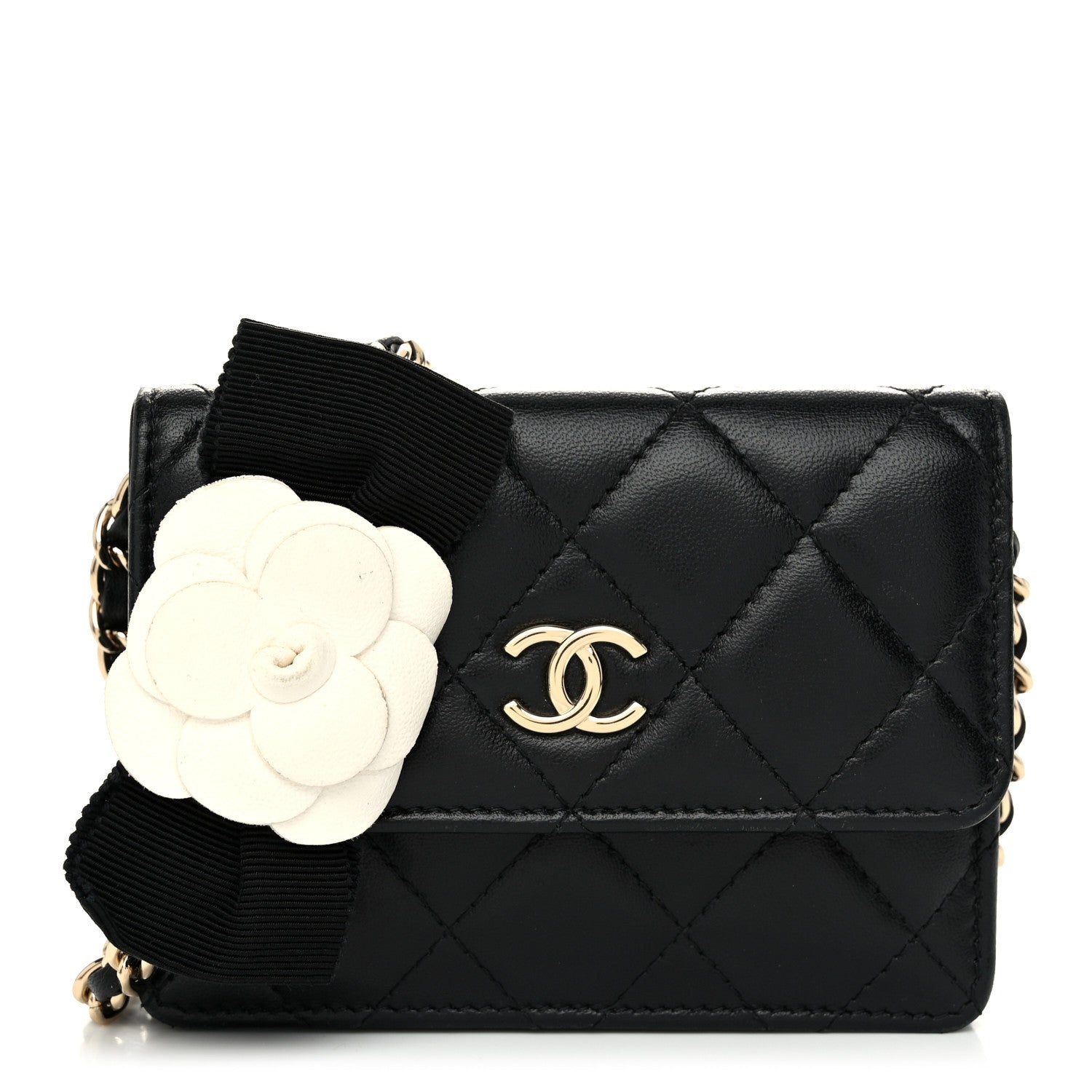 Chanel Lambskin Quilted My Chanel Lady Card Holder On Chain Black 1 of 11