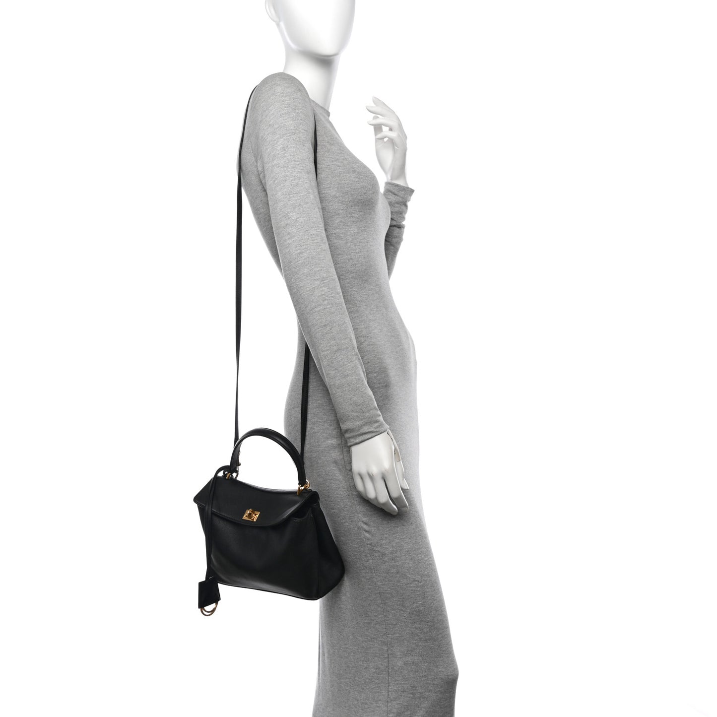 Natural Smooth Calfskin Mini Rodeo Top Handle Handbag Black