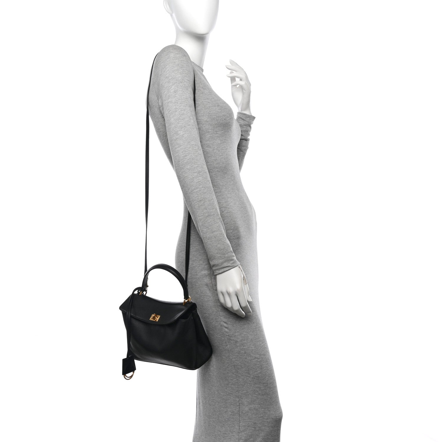 Balenciaga Natural Smooth Calfskin Mini Rodeo Top Handle Handbag Black 2 of 12