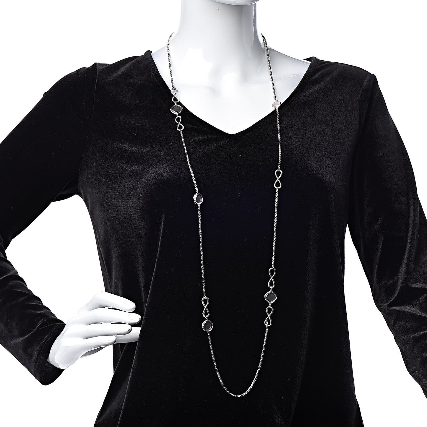 Sterling Silver Pink Quartz Infinity Station Necklace