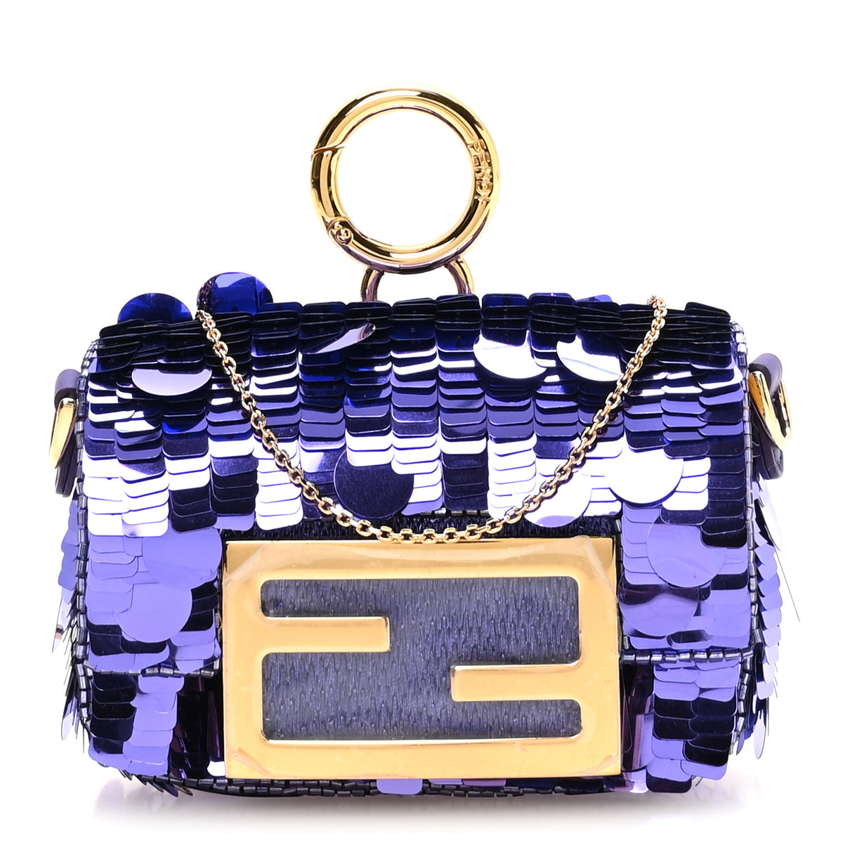 Sequin Paillettes Shiny Nappa Sex and the City Nano Baguette Charm Viola Purple Rain