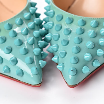Christian Louboutin Patent Pigalle Spikes 120 Pumps 37 Aquamarine 12 of 13
