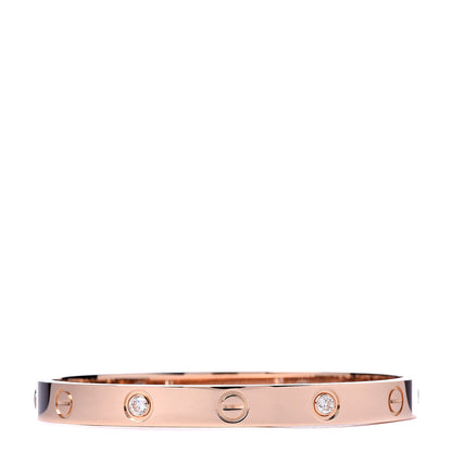 Cartier 18K Pink Gold 4 Diamond LOVE Bracelet 16 1 of 7