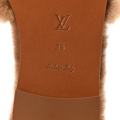 Louis Vuitton Mink Fur Monogram Lock It Flat Mule 35 Cognac 6 of 11