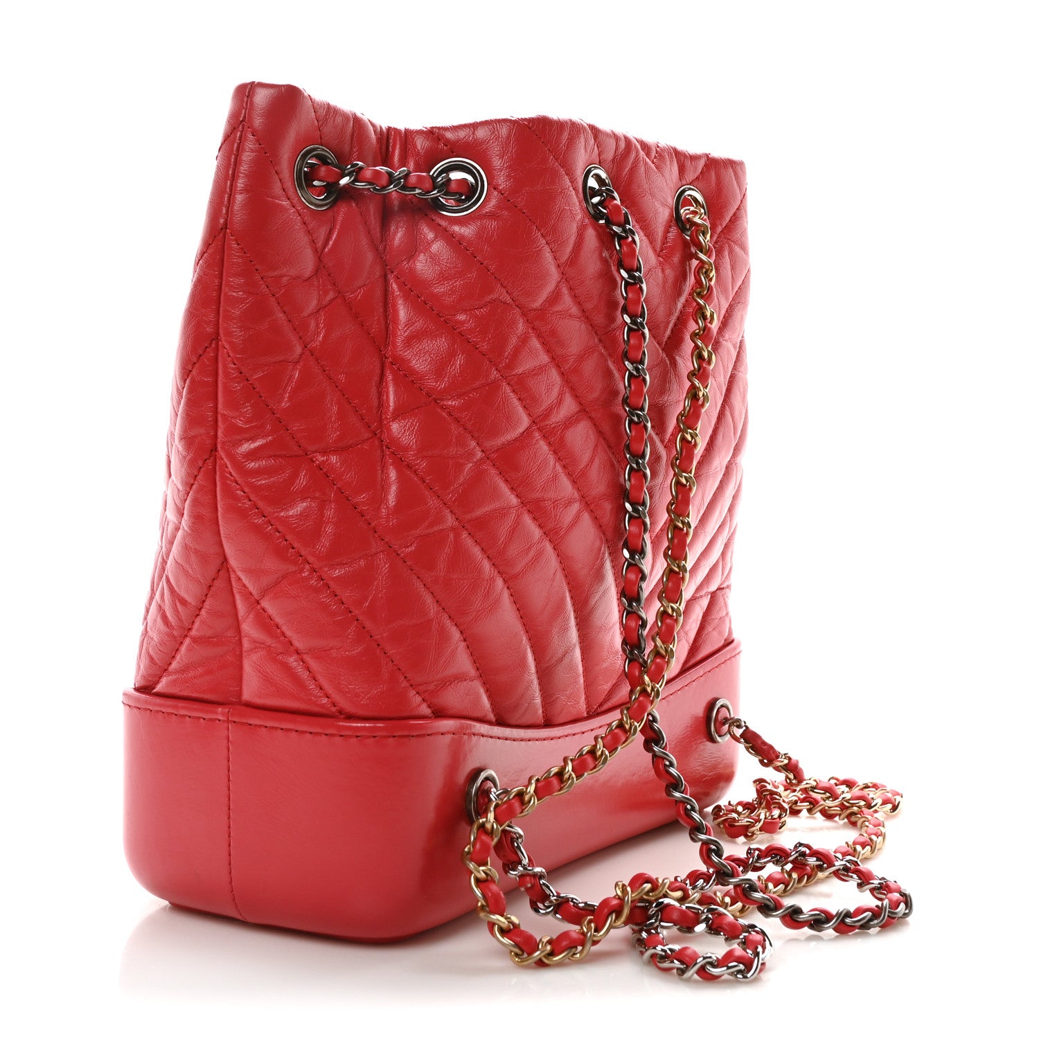 Chanel Aged Calfskin Chevron Quilted Small Gabrielle Backpack Dark Pink 3 of 10