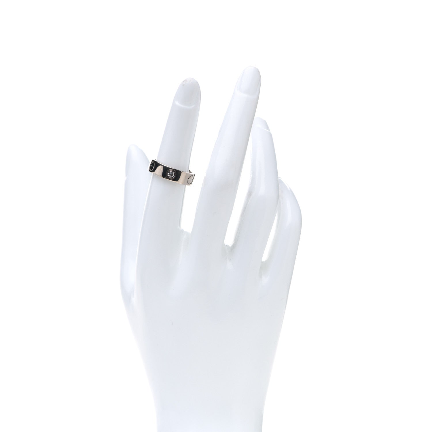 Cartier 18K White Gold 3 Diamond 5.5mm LOVE Ring 51 5.75 2 of 4