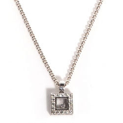 18k White Gold Happy Diamonds Icons Square Heart Necklace