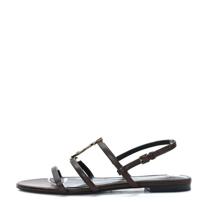 Saint Laurent Calfskin Cassandra Monogram Sandals 39.5 Moro 1 of 9