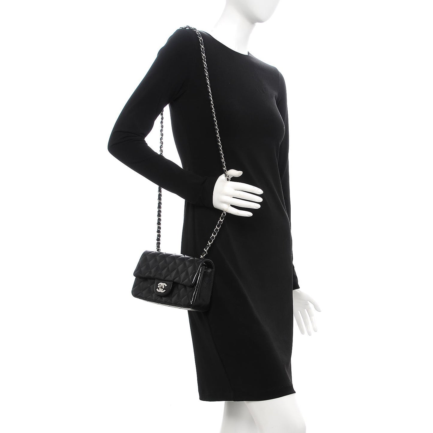 Lambskin Quilted Mini Rectangular Flap Black