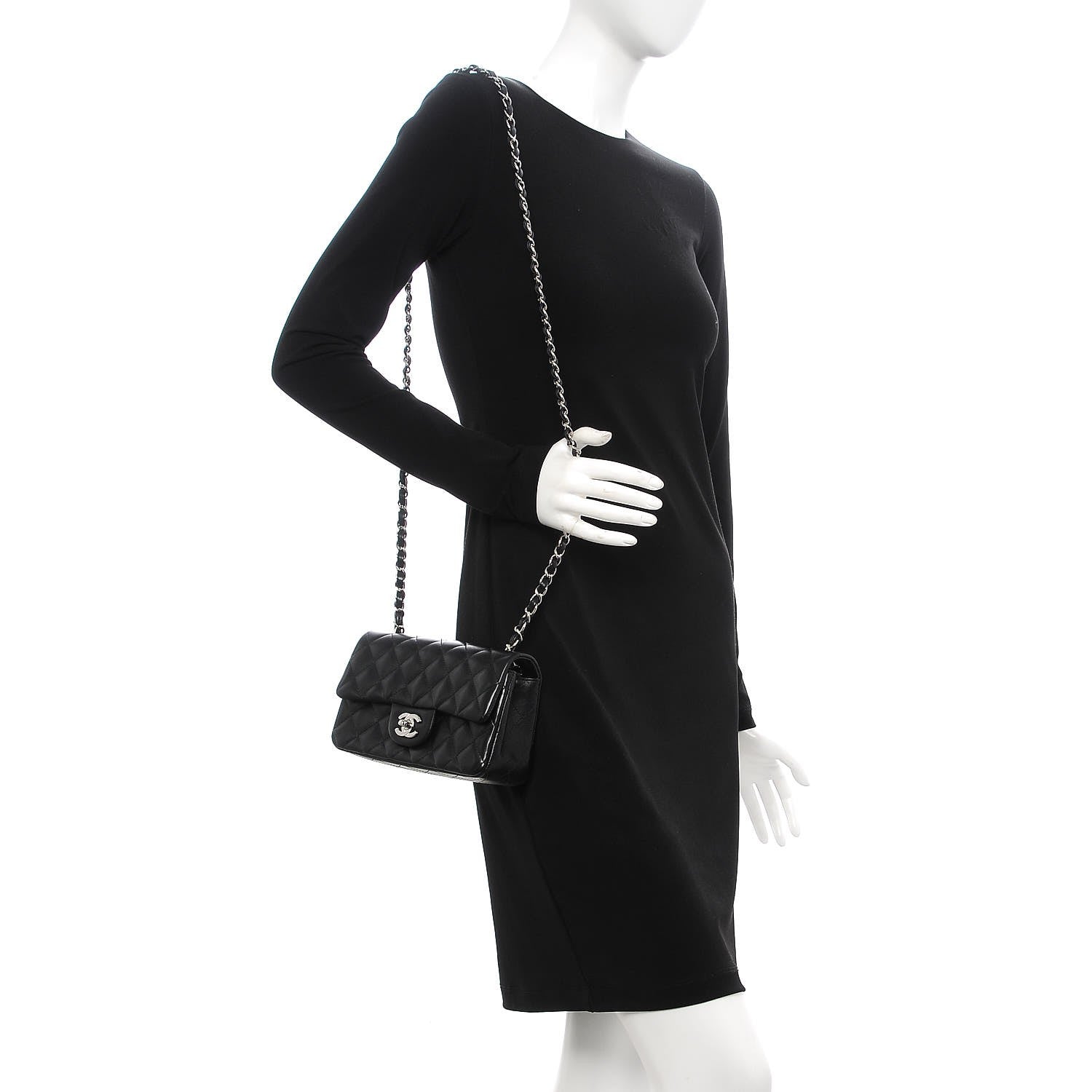 Chanel Lambskin Quilted Mini Rectangular Flap Black 2 of 8