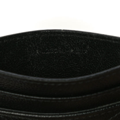 Saint Laurent Grain De Poudre Matelasse Chevron Monogram Credit Card Case Black 7 of 11