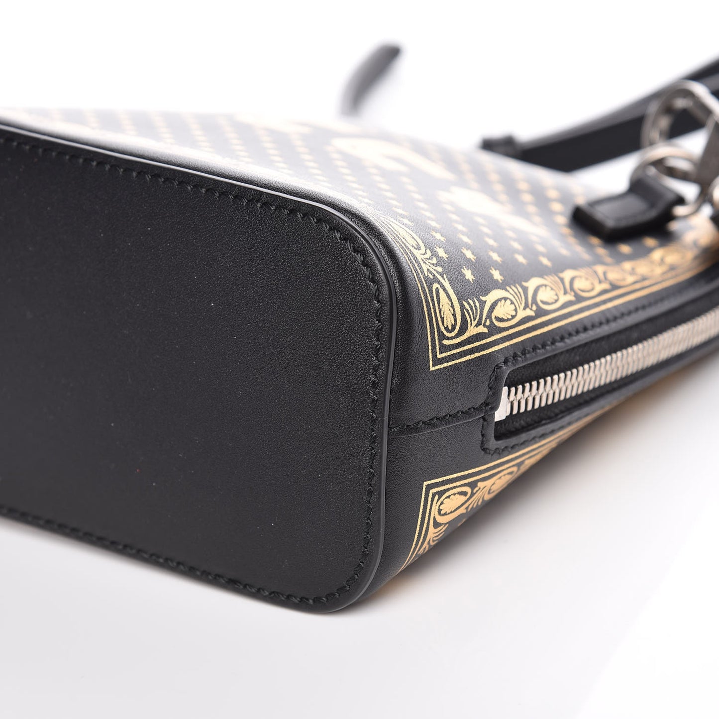 X SEGA Calfskin GUCCY Stars Mini Dome Shoulder Bag Black Gold