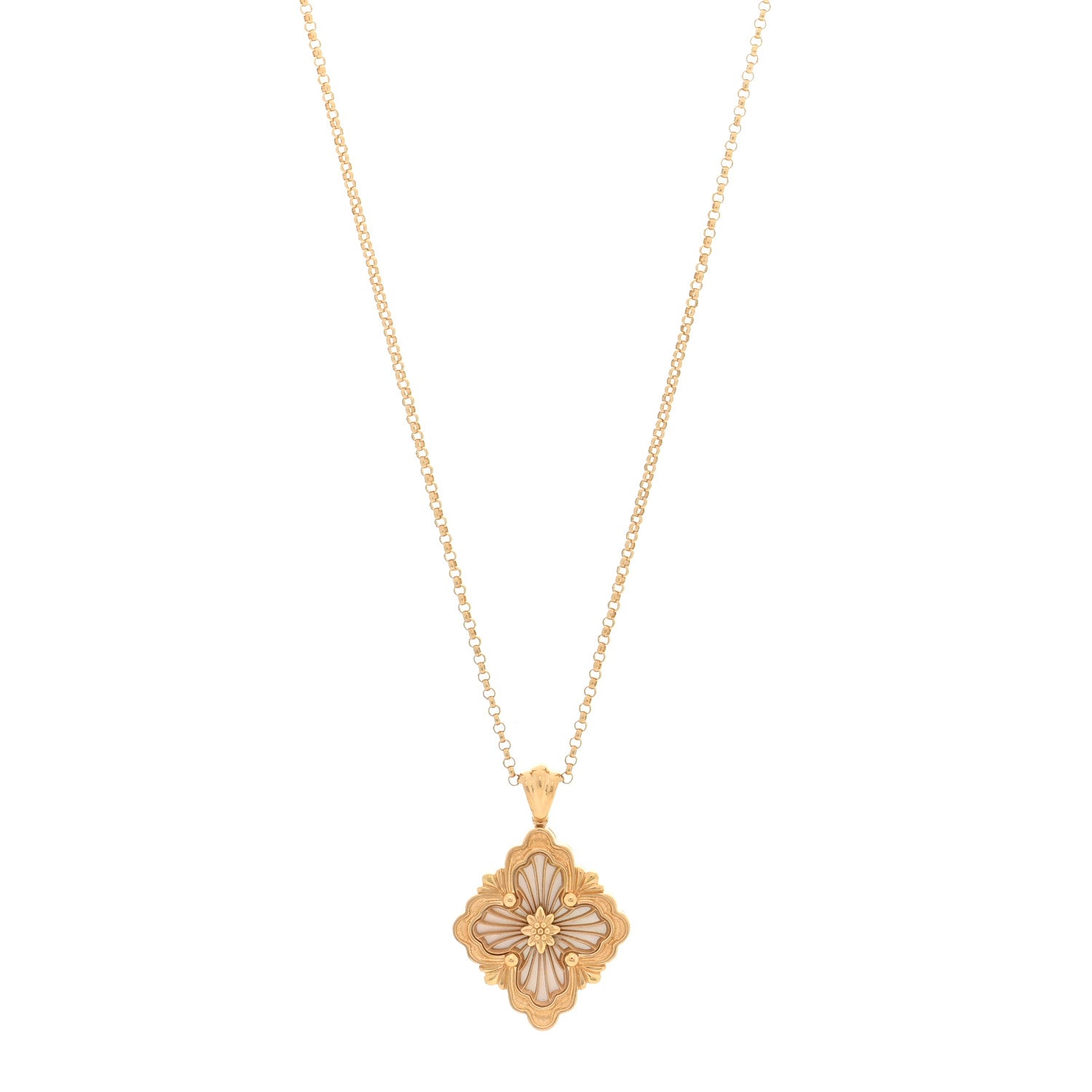 Buccellati 18K Yellow Gold Mother of Pearl Opera Tulle Pendant Necklace 1 of 4