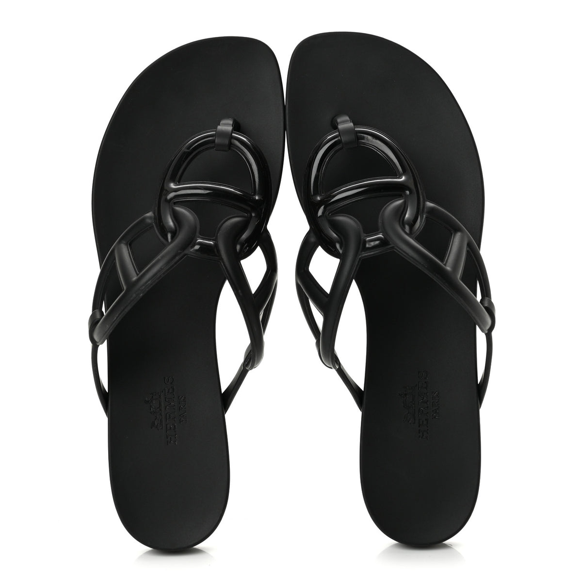 Hermes Rubber Womens Egerie Sandals 36 Black 2 of 10