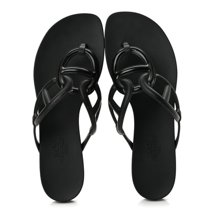 Hermes Rubber Womens Egerie Sandals 36 Black 2 of 10