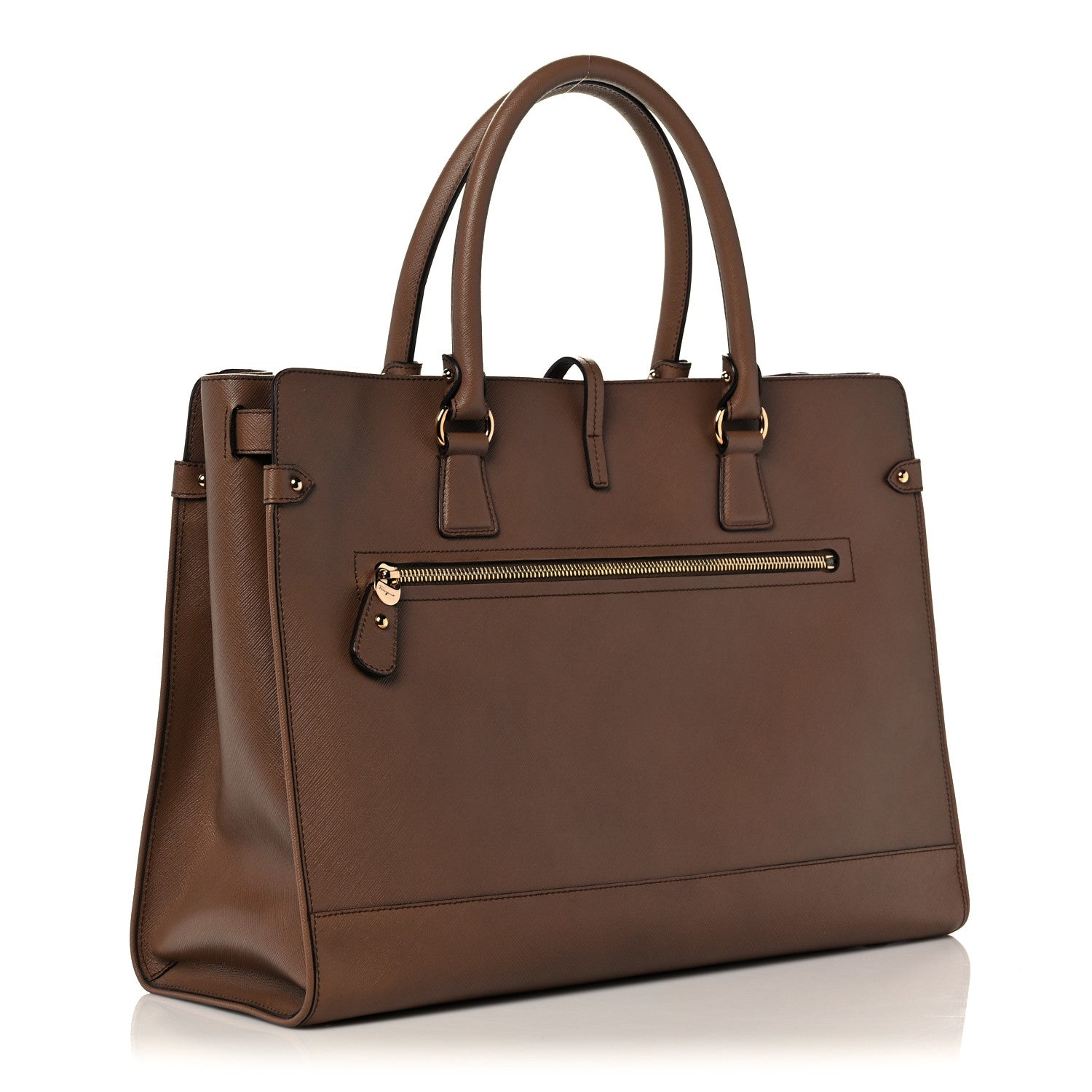 Salvatore Ferragamo Printed Calfskin Briana Tote Tabac 3 of 11