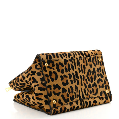 Prada Cavallino Leopard Print Twin Pocket Tote Miele Moro 4 of 11