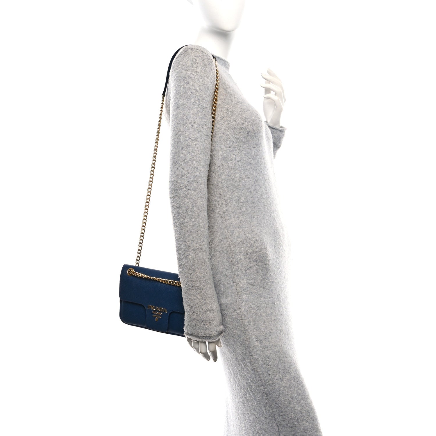 Prada Saffiano Flap Shoulder Bag Bluette 2 of 10