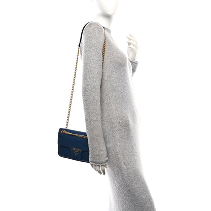 Prada Saffiano Flap Shoulder Bag Bluette 2 of 10