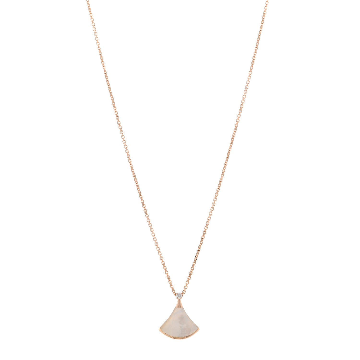 Bulgari 18K Rose Gold Diamond Mother of Pearl Small Divas' Dream Pendant Necklace 1 of 5