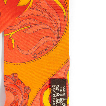 Hermes Silk Festival des Amazones Twilly Orange Vermilion Golden Yellow 4 of 5